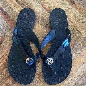 Tory Burch Glossy Black Sandals